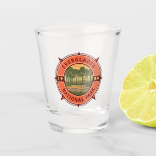 Everglades National Park Sunset Retro Compass  Shot Glass