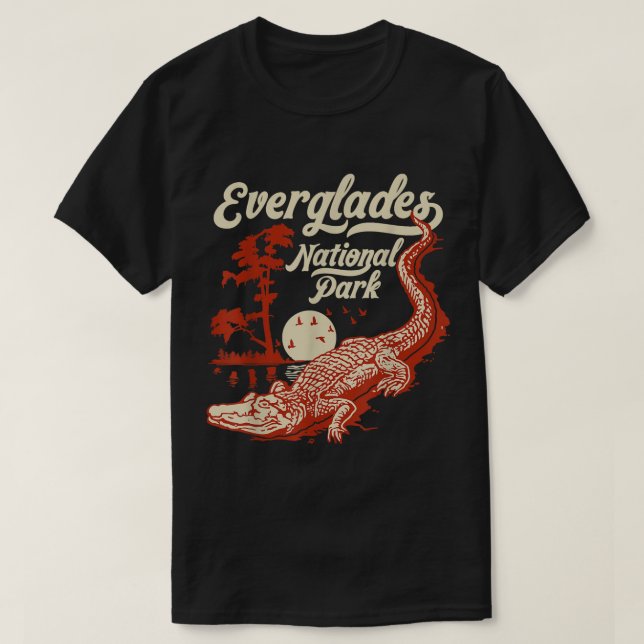 Everglades National Park Vintage Crocodile Alligat T-Shirt (Design Front)