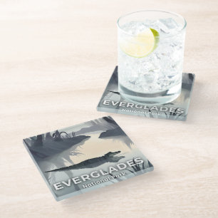 Everglades National Park   Watercolor Alligator Glass Coaster