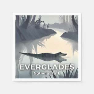 Everglades National Park Watercolor Alligator Napkin