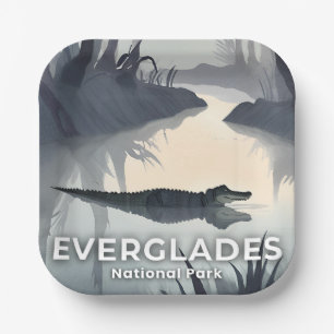 Everglades National Park Watercolor Alligator Paper Plate