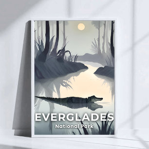 Everglades National Park Watercolor Alligator Poster