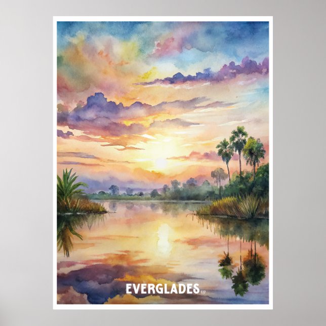 Everglades National Park Watercolor Painting Poster (Front)