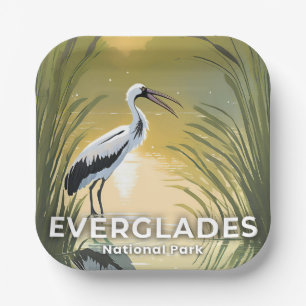 Everglades National Park Watercolor Stork Paper Plate
