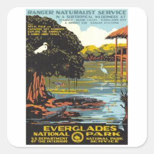 Everglades - Vintage Travel Square Sticker