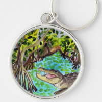 Everglades Watercolor Crocodile Alligator Florida