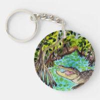 Everglades Watercolor Crocodile Alligator Florida