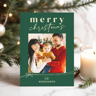 Evergreen Aesthetic Cosy Family Christmas Photo Holiday Card