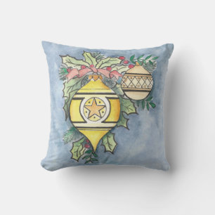 Evergreen and Gold I design on a Cushion