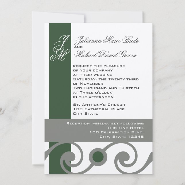 Evergreen and grey invitation (Front)