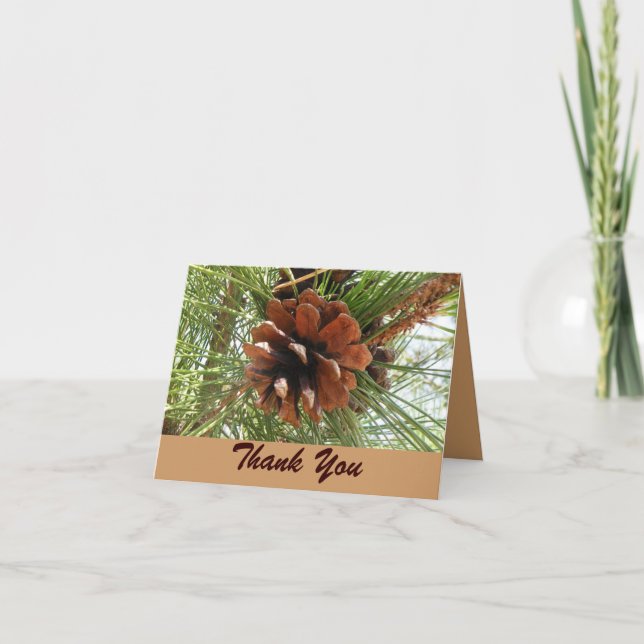 Evergreen and Pinecone Thank You Card (Front)