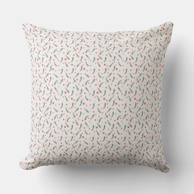 Evergreen and Red Holiday  Cushion (Front)