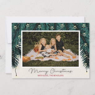 Evergreen and Star Lights Photo Christmas Card