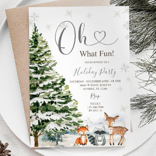 Evergreen Animal Trees Holiday Winter Party Invitation