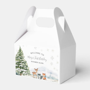 Evergreen Animal Winter Onederland Birthday Favour Box