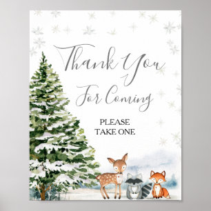 Evergreen Animal Winter Onederland Thank You Poster
