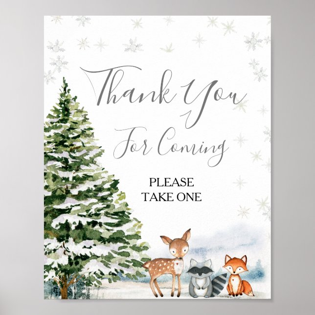 Evergreen Animal Winter Onederland Thank You Poster (Front)