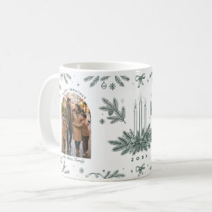 Evergreen Arch Christmas Family Photo Coffee Mug