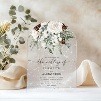 Evergreen arch elegant snow winter wedding