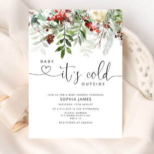  Evergreen Baby it's cold outside baby shower Invitation