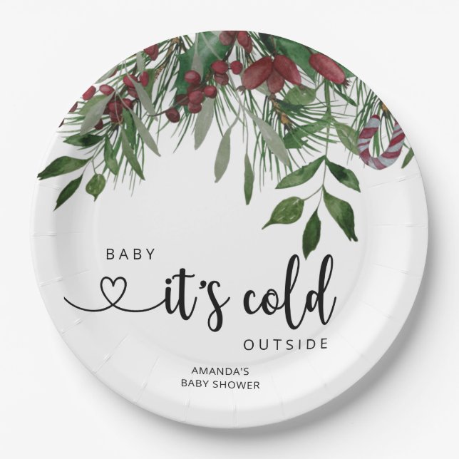 Evergreen Baby it's cold outside Paper Plate (Front)