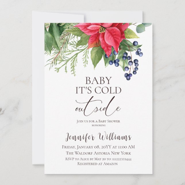 Evergreen Baby Its Cold Outside Winter Baby Shower Invitation (Front)