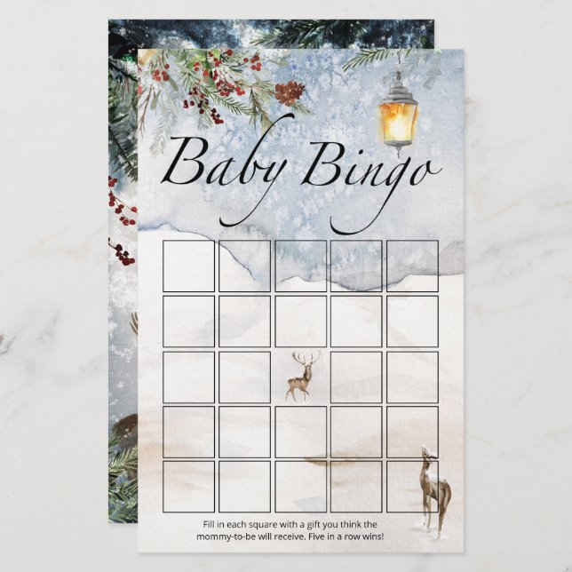 Evergreen baby Shower baby bingo game (Front/Back)