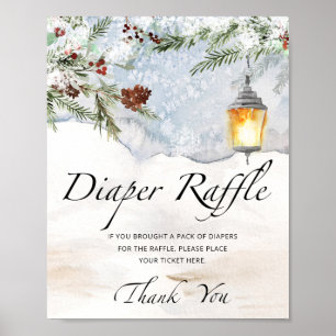 Evergreen baby shower diaper raffle sign