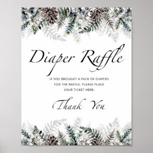 Evergreen baby shower diaper raffle sign