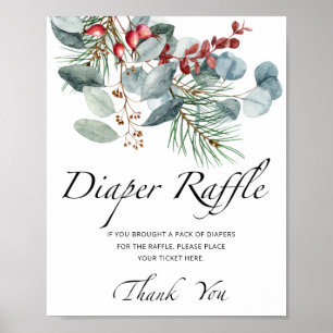 Evergreen baby shower diaper raffle sign