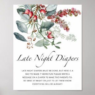 Evergreen Baby Shower Late night diapers game Poster