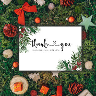 Evergreen baby shower thank you card