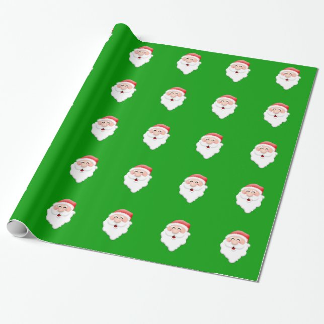 Evergreen Background Happy Santa Claus Wrapping Paper (Unrolled)
