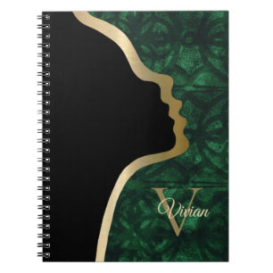 Evergreen Batik Black And Gold Face Name Notebook