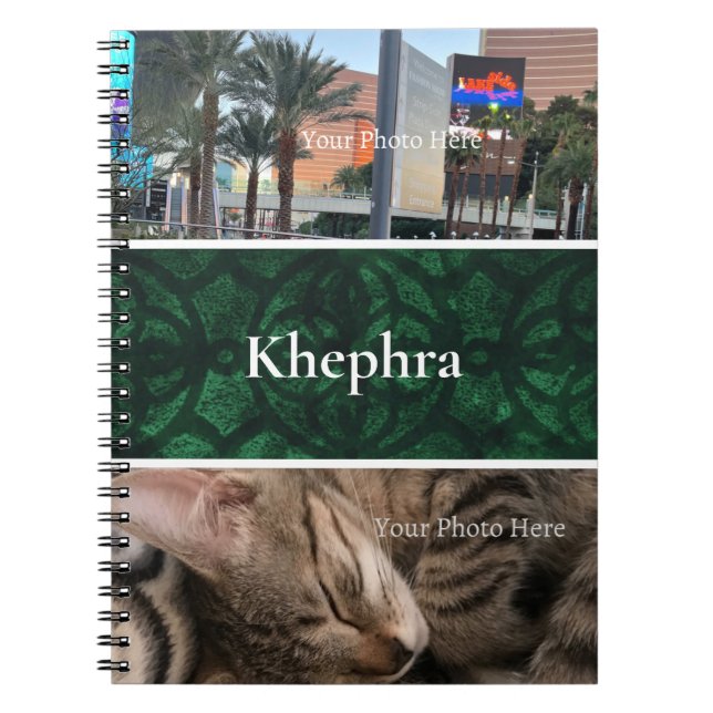 Evergreen Batik Photo Collage, Border, Name Notebook (Front)