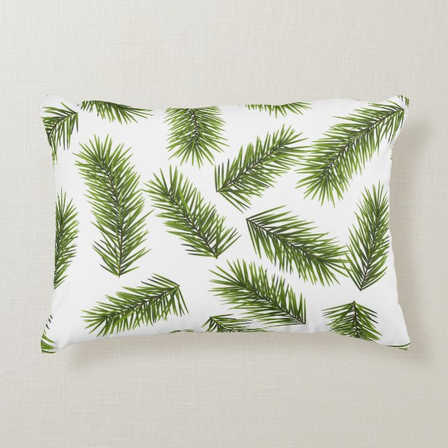 Evergreen Branch Pattern  Decorative Cushion (Front)
