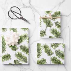 Evergreen Branch Pattern  Wrapping Paper Sheet