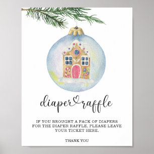 Evergreen branch with bubble - diaper raffle poster