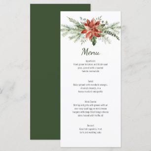 Evergreen Branches Red Poinsettia Wedding Menu
