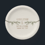 Evergreen Branches Wedding Paper Plate<br><div class="desc">Plates featuring an illustration of two evergreen tree branches.  Personalise with names.  Look for matching wedding invitations and more at Jill's Paperie.</div>