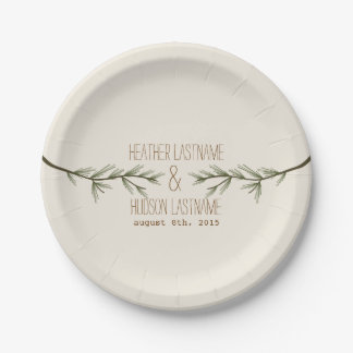 Evergreen Branches Wedding Paper Plate