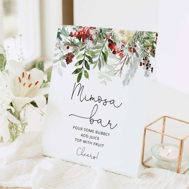 Evergreen bridal shower mimosa bar pedestal sign (Creator Uploaded)