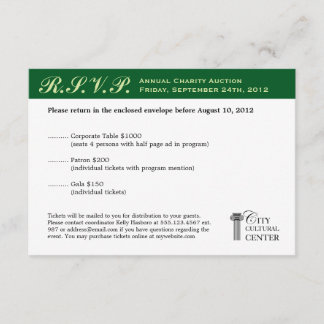 Evergreen business gala event corporate RSVP Card