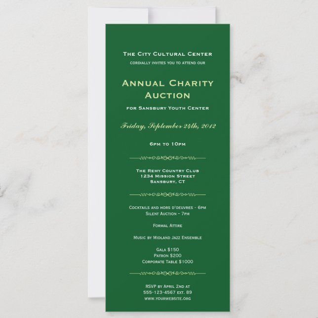 Evergreen business logo gala event corporate long invitation (Front)