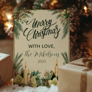 Evergreen Candlelight Christmas Holiday Card