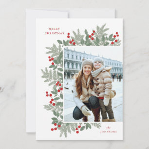 Evergreen Cheer Christmas Flat Photo Card