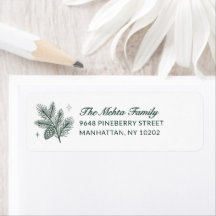 Evergreen Christmas Address Label