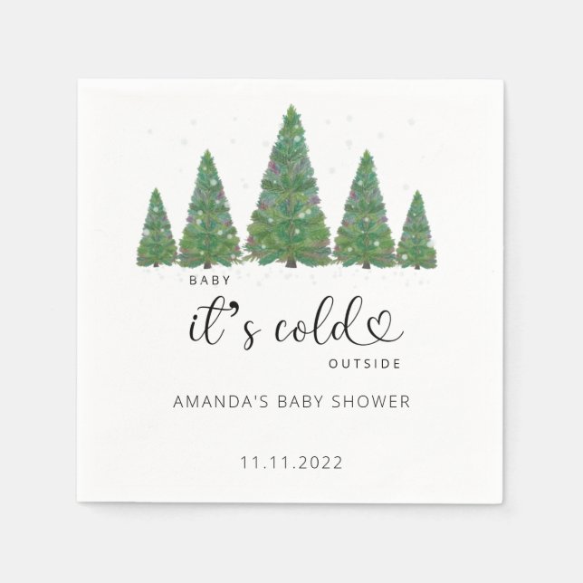 Evergreen Christmas Baby it's cold outside Napkin (Front)