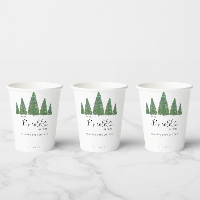 Evergreen Christmas Baby it's cold outside Paper Cups (Multi)