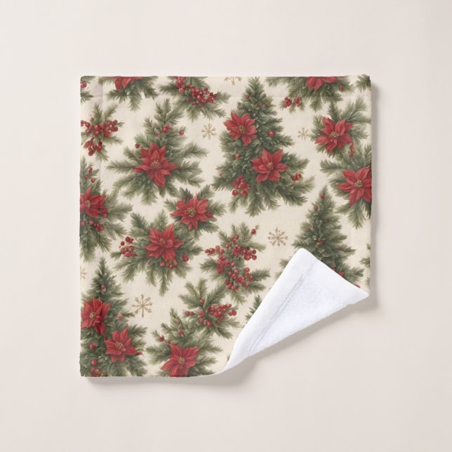Evergreen Christmas Charm Towel (Wash Cloth)